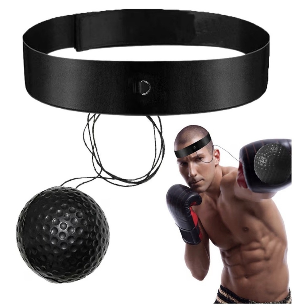 Boxing Speed Ball Set Of 2 Elastic Headband & Black Ball Headband Style Fitness